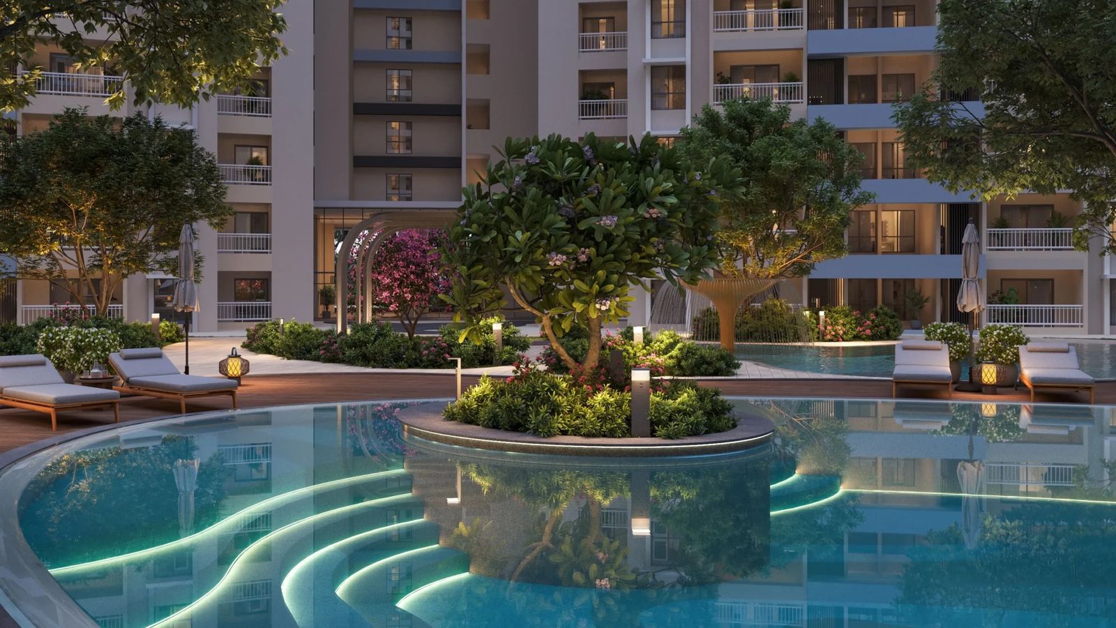 Prestige Parklane pool with lounge deck